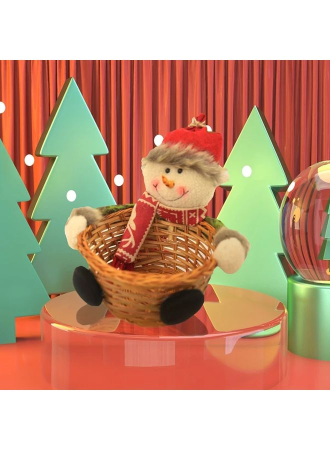 1pc Festive Christmas Candy Basket With Santa Hat Scarf Red Checkered Fabric - Image 4